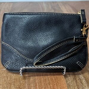 Coach Black Pebbled Leather Wristlet